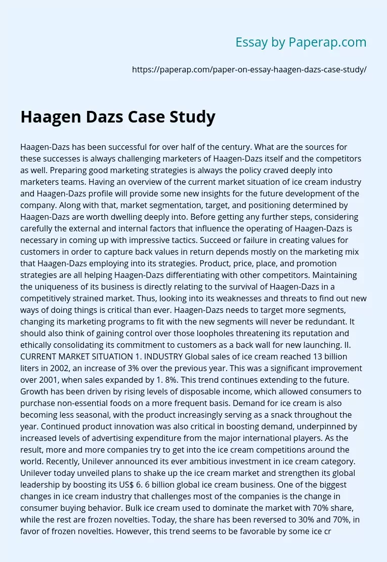 Haagen Dazs Case Study