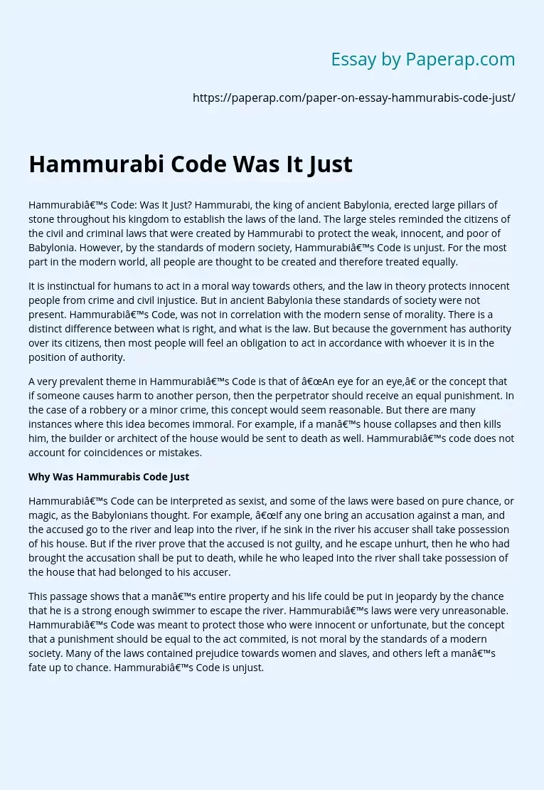 Hammurabi Code Was It Just