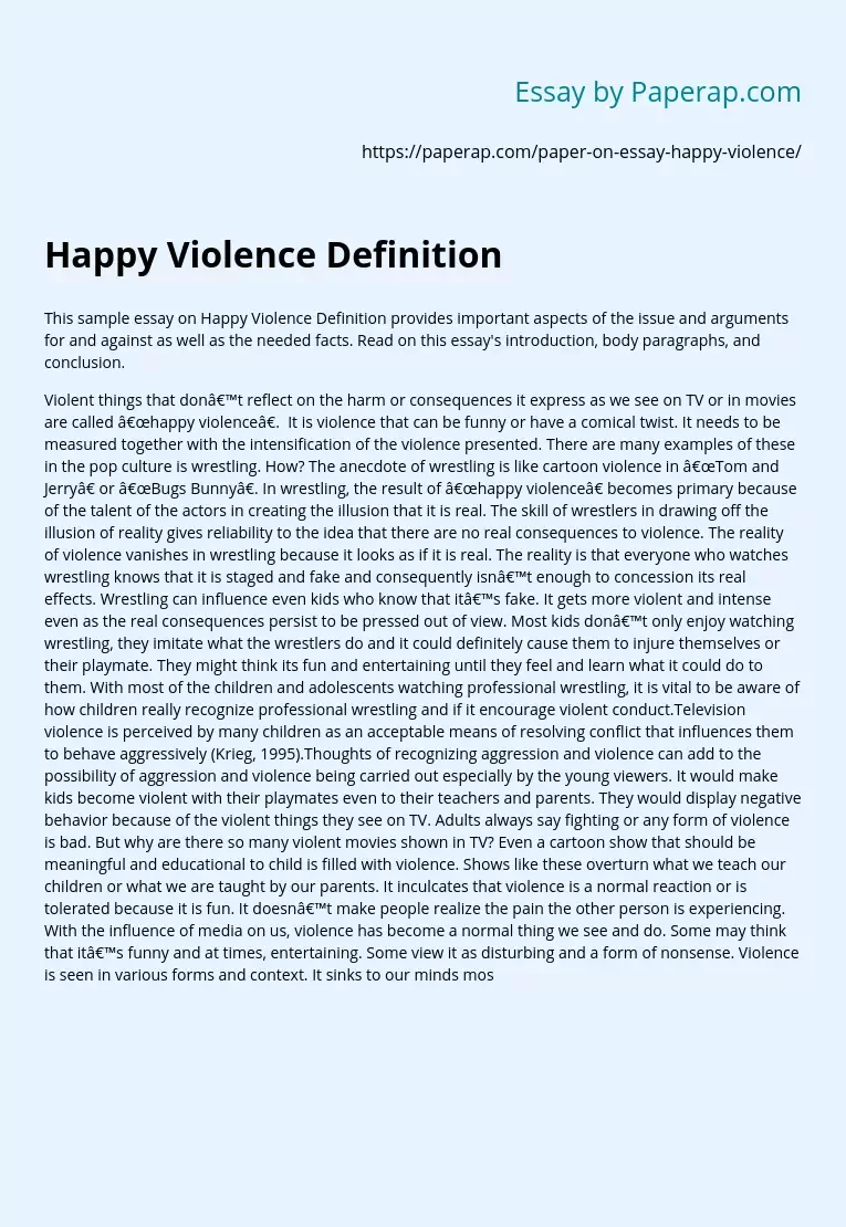 Happy Violence Definition
