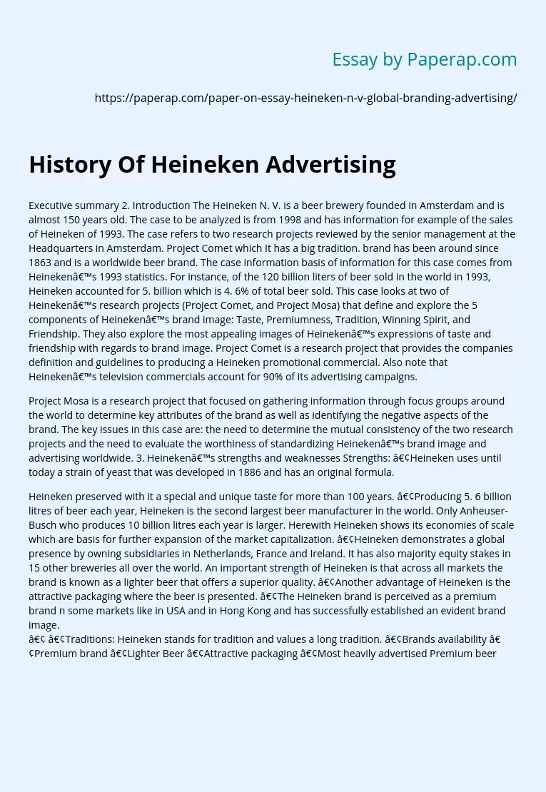 History Of Heineken Advertising