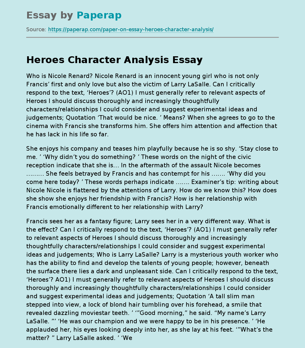 Heroes Character Analysis