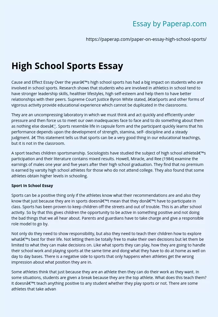 High School Sports Essay
