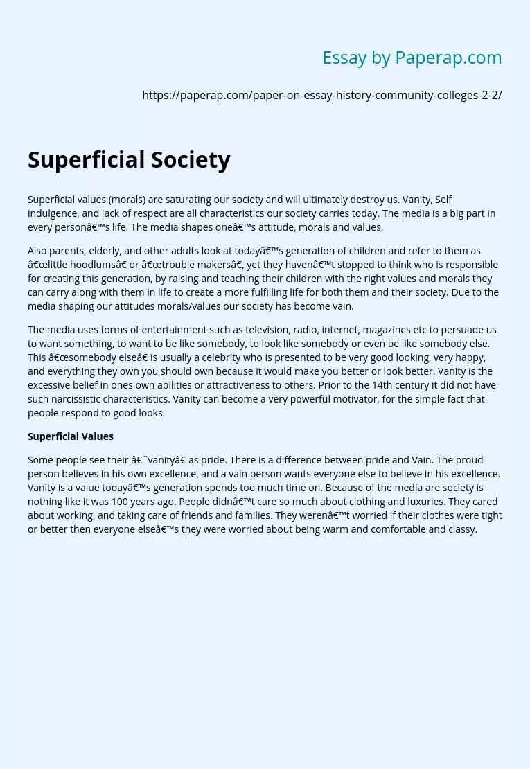 Superficial Society