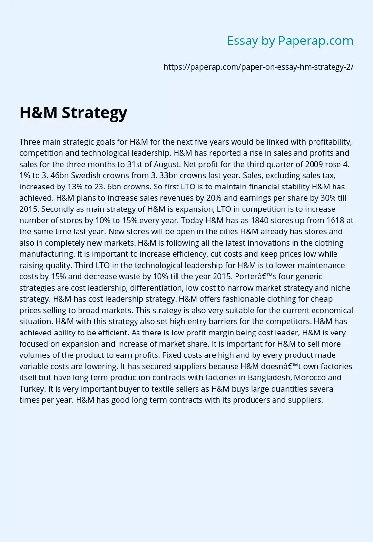 H&M's 5-Year Strategic Goals: Profitability, Competition, and Tech Leadership