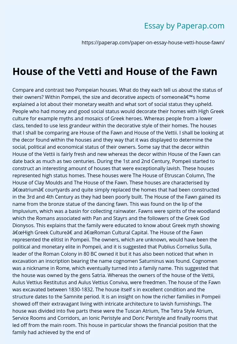 House of the Vetti and House of the Fawn