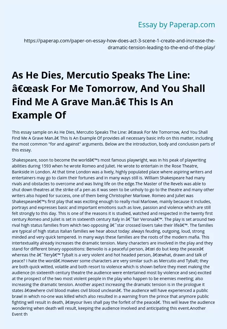 Mercutio's Last Words