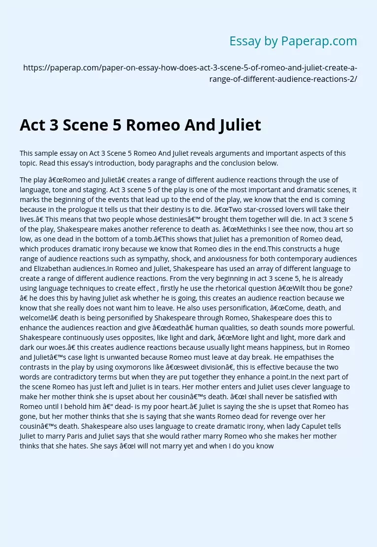 Act 3 Scene 5 Romeo And Juliet