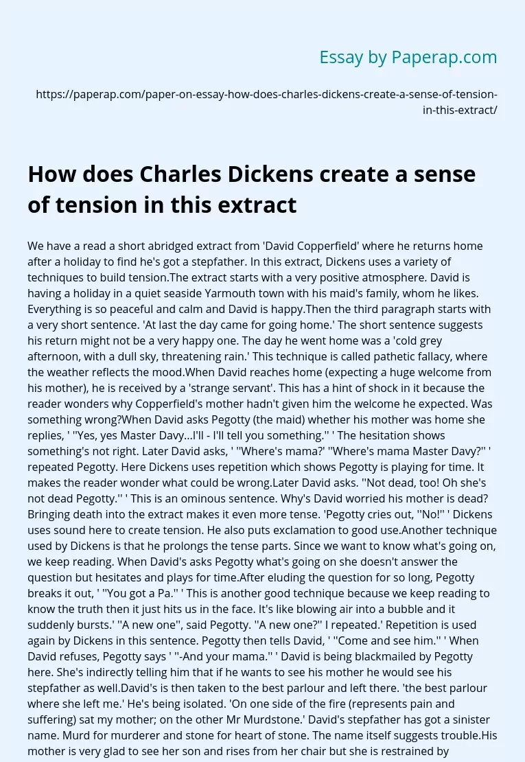 How does Charles Dickens Create a Sense of tension in This Extract