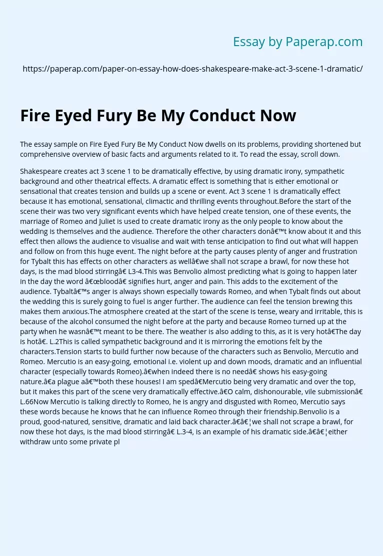 Fire Eyed Fury Be My Conduct Now