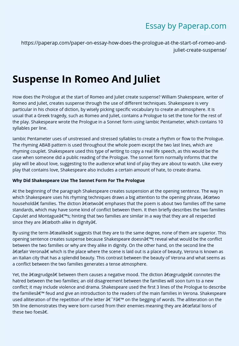 Suspense In Romeo And Juliet