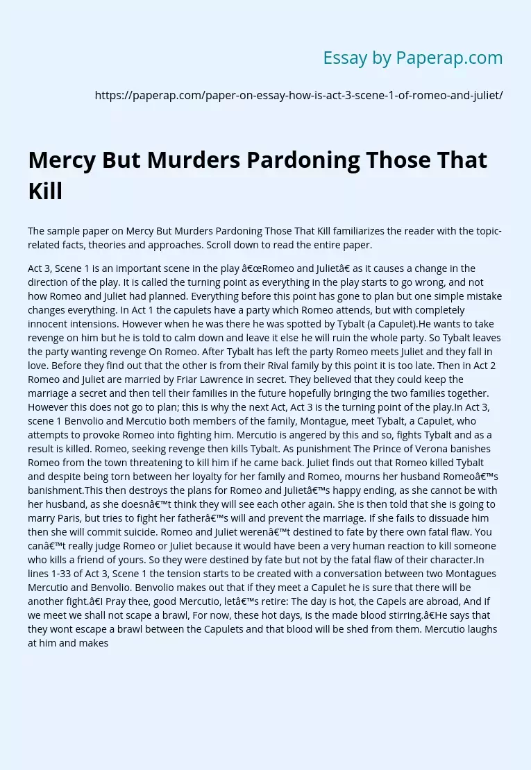 Mercy But Murders Pardoning Those That Kill