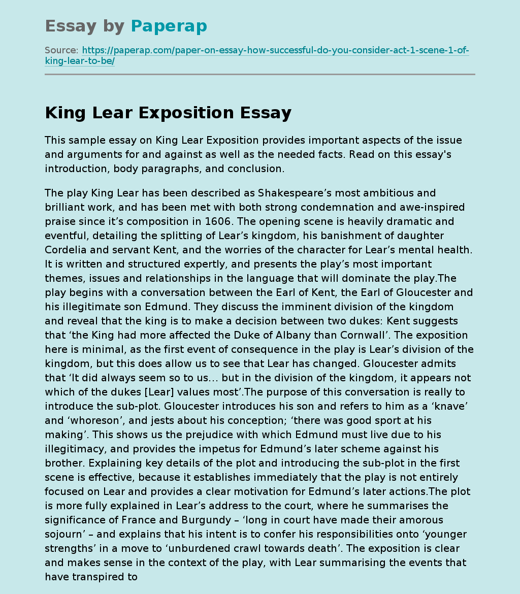 King Lear Exposition