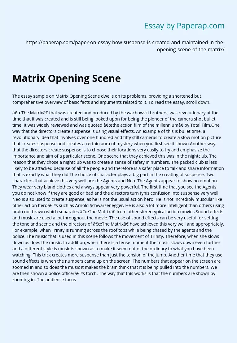 Matrix Opening Scene