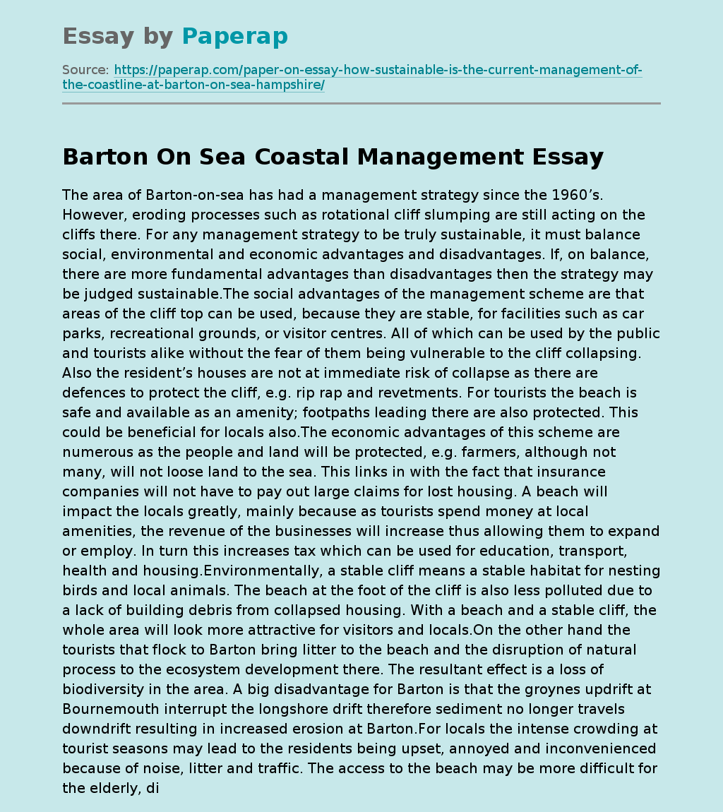 Barton On Sea Coastal Management