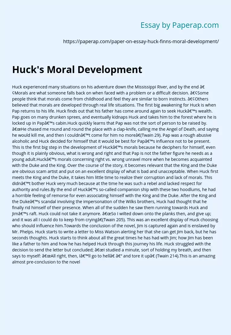 Huck's Moral Development