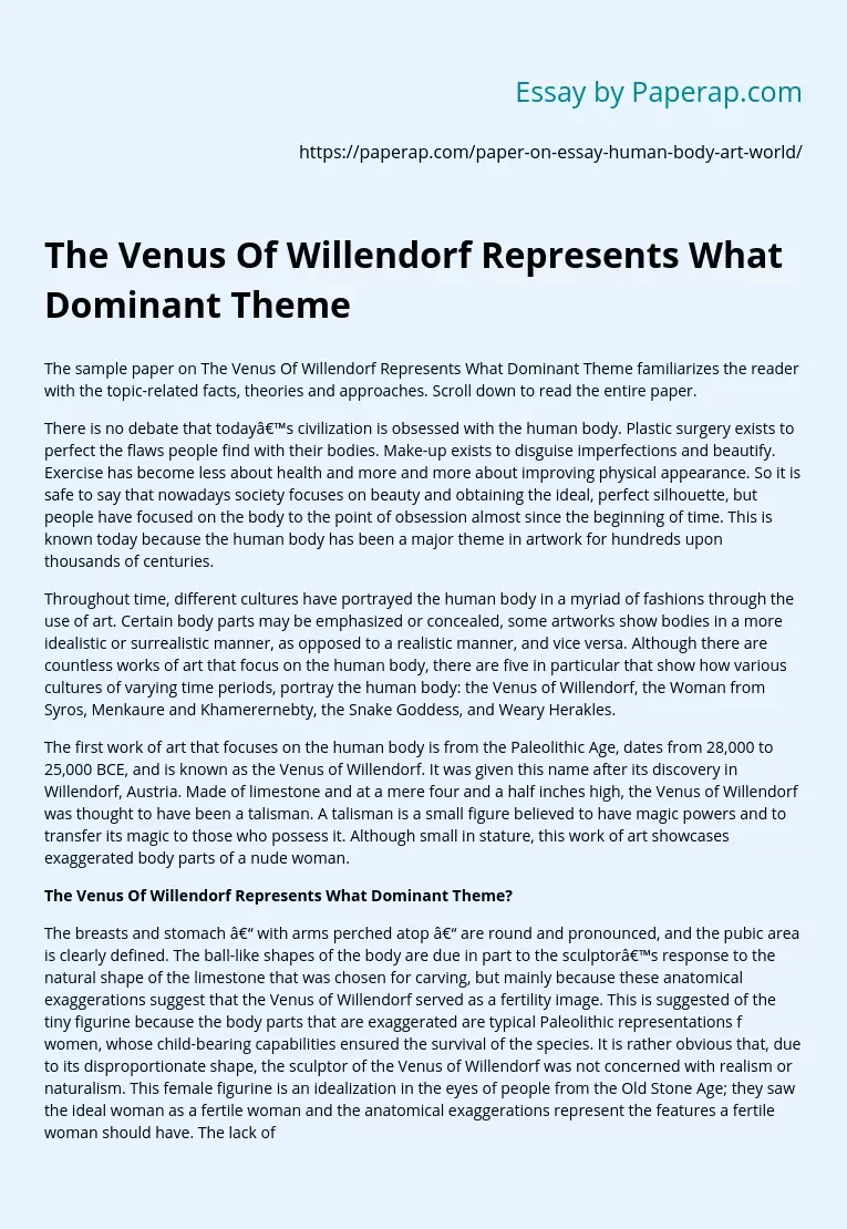 The Venus Of Willendorf Represents What Dominant Theme