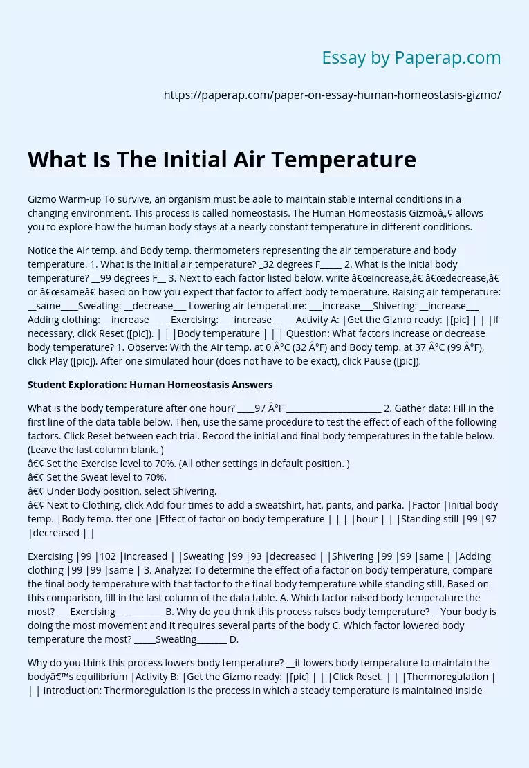 What Is The Initial Air Temperature