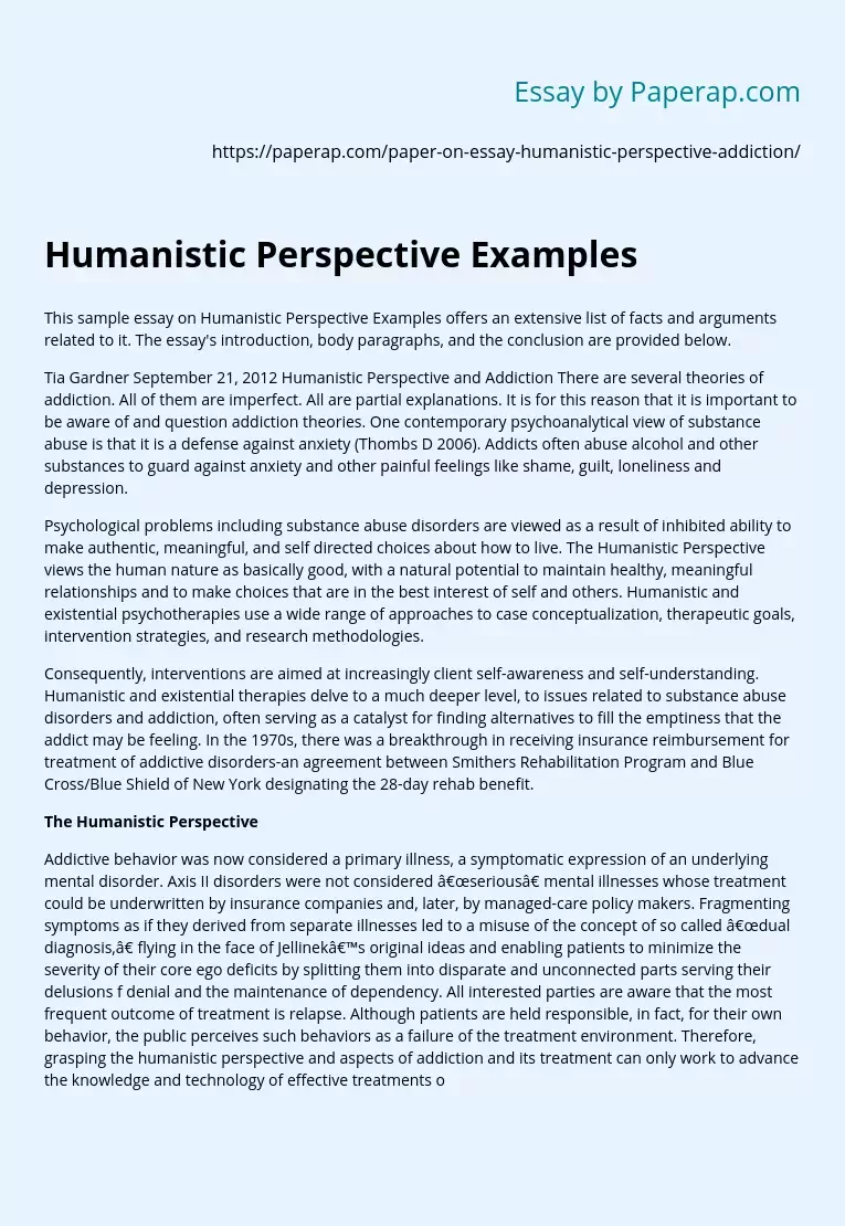 Humanistic Perspective Examples