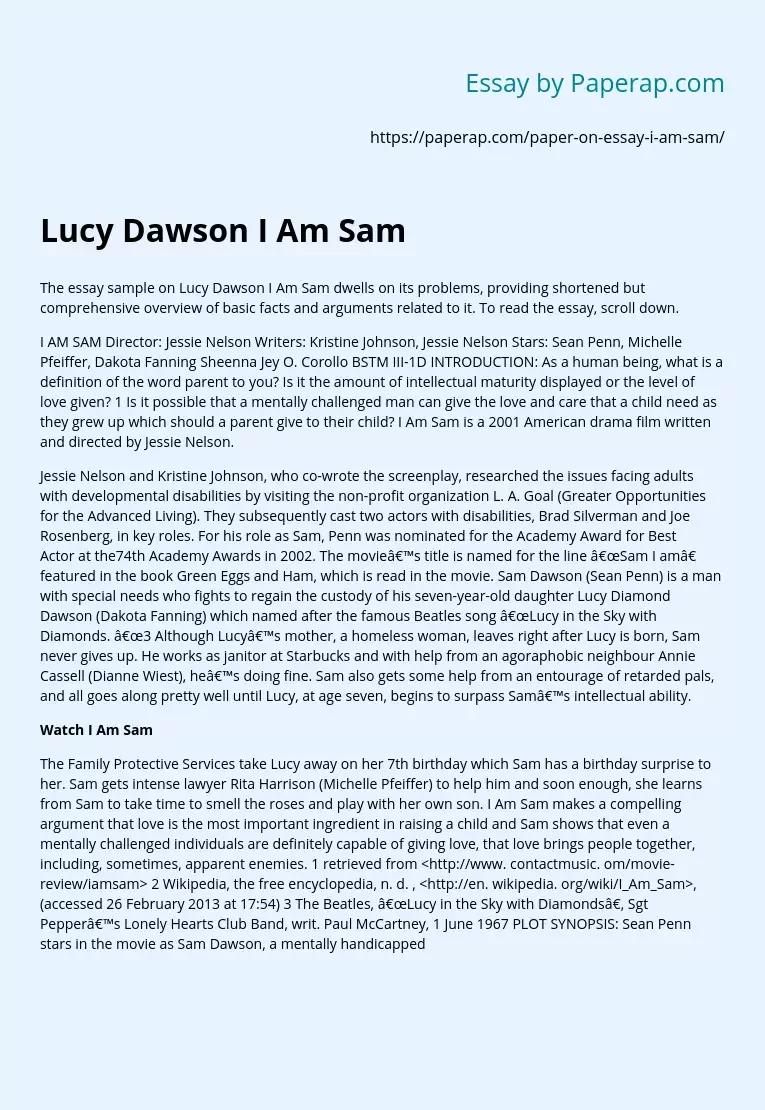 Lucy Dawson I Am Sam
