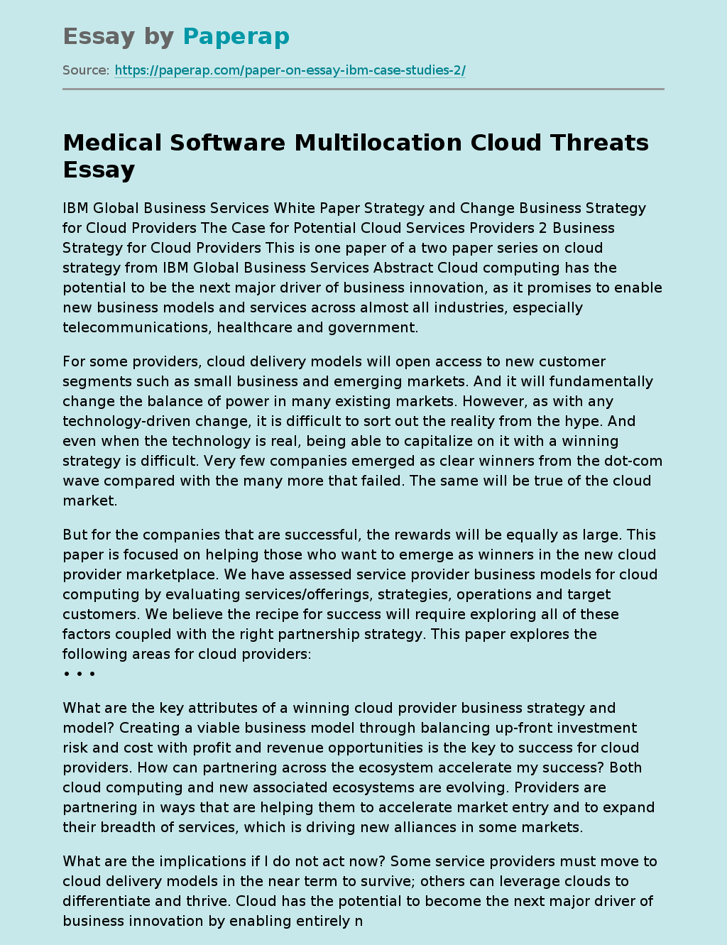 Medical Software Multilocation Cloud Threats