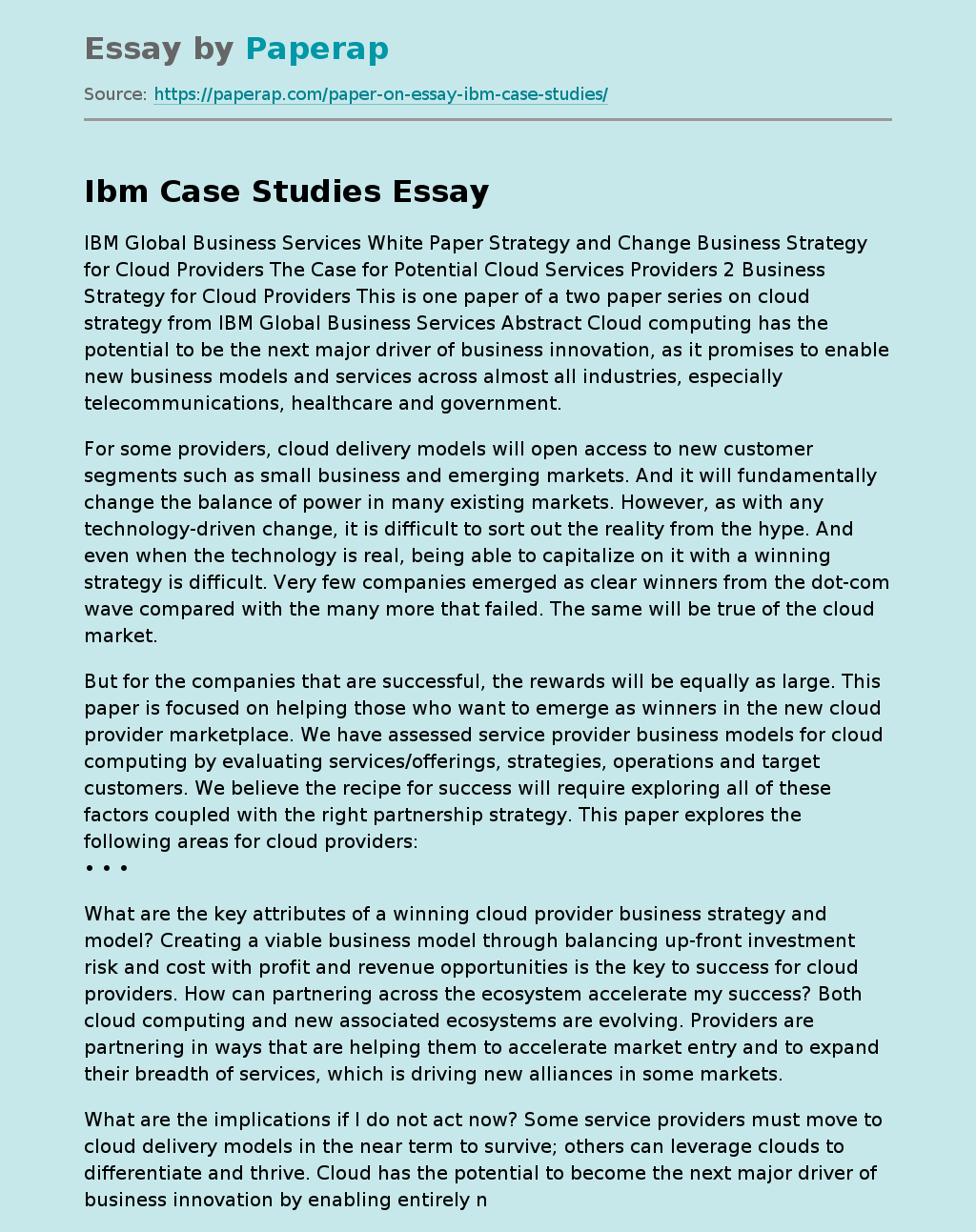 Ibm Case Studies