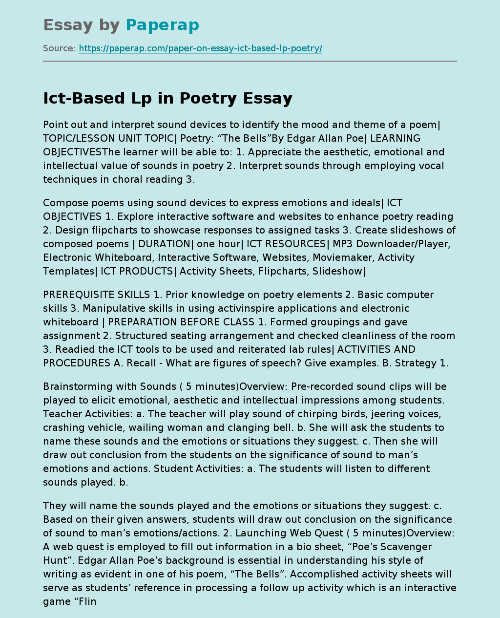 Ict-Based Lp in Poetry