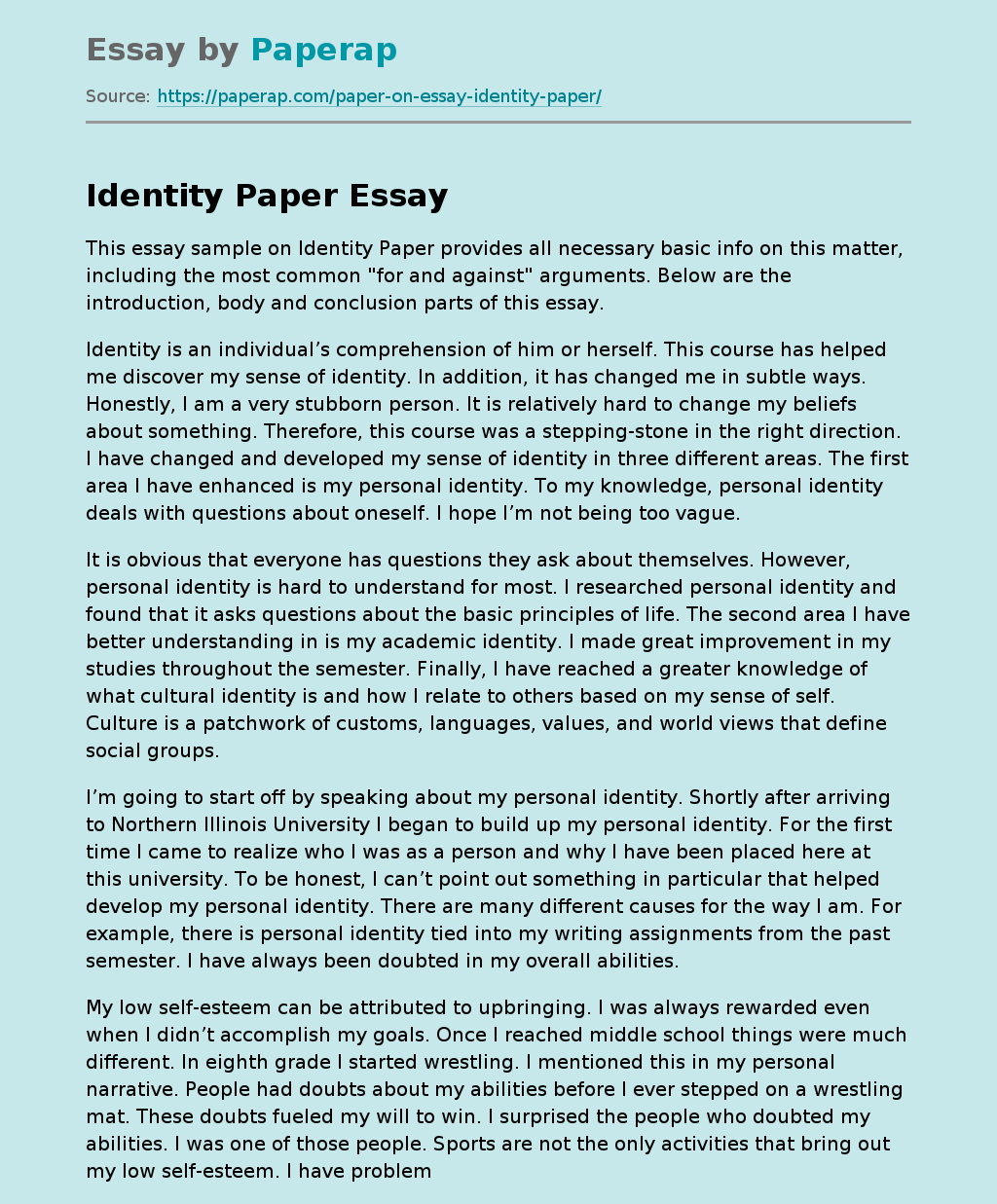 finding your own identity essay