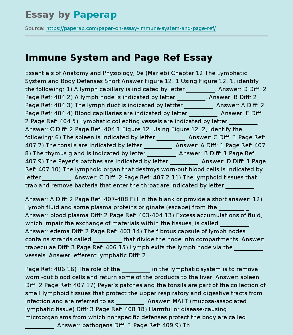 Immune System and Page Ref