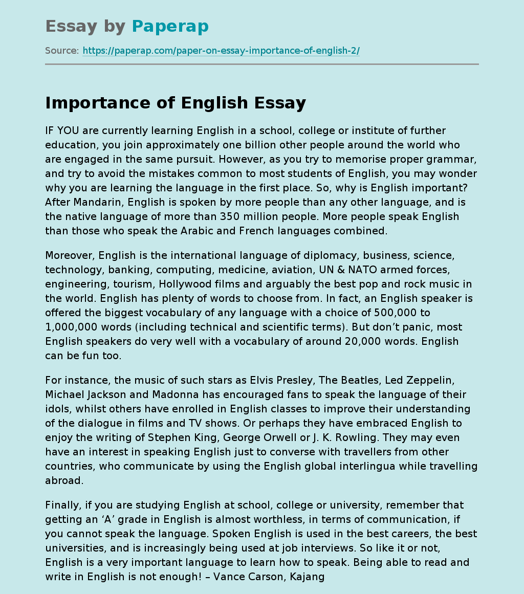 Importance of English