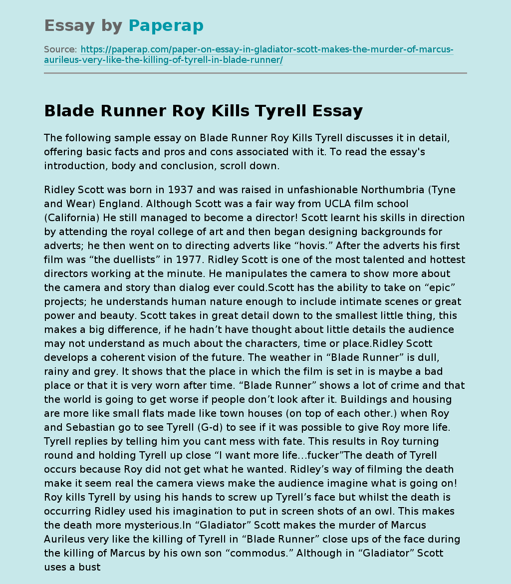 "Blade Runner": Roy Kills Tyrell