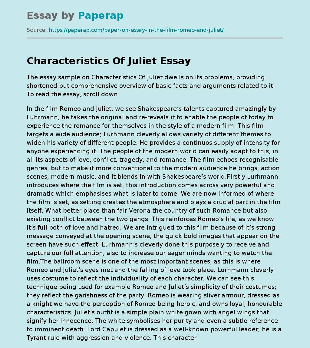 Characteristics Of Juliet