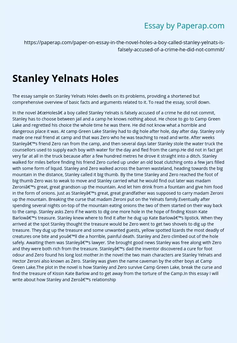 Stanley Yelnats Holes