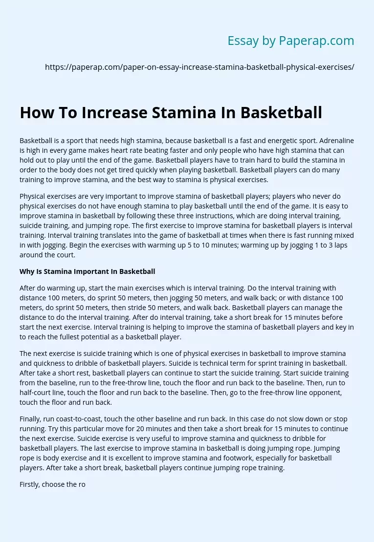 How To Increase Stamina In Basketball