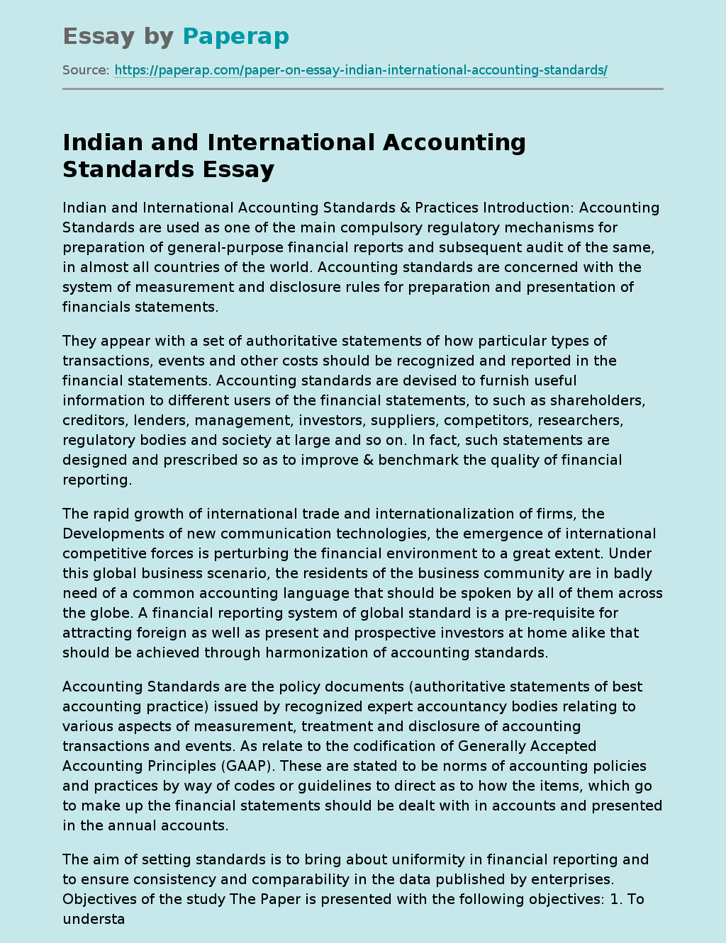 Indian and International Accounting Standards