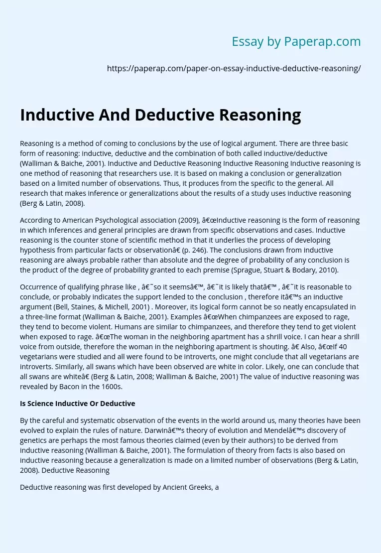 Inductive And Deductive Reasoning