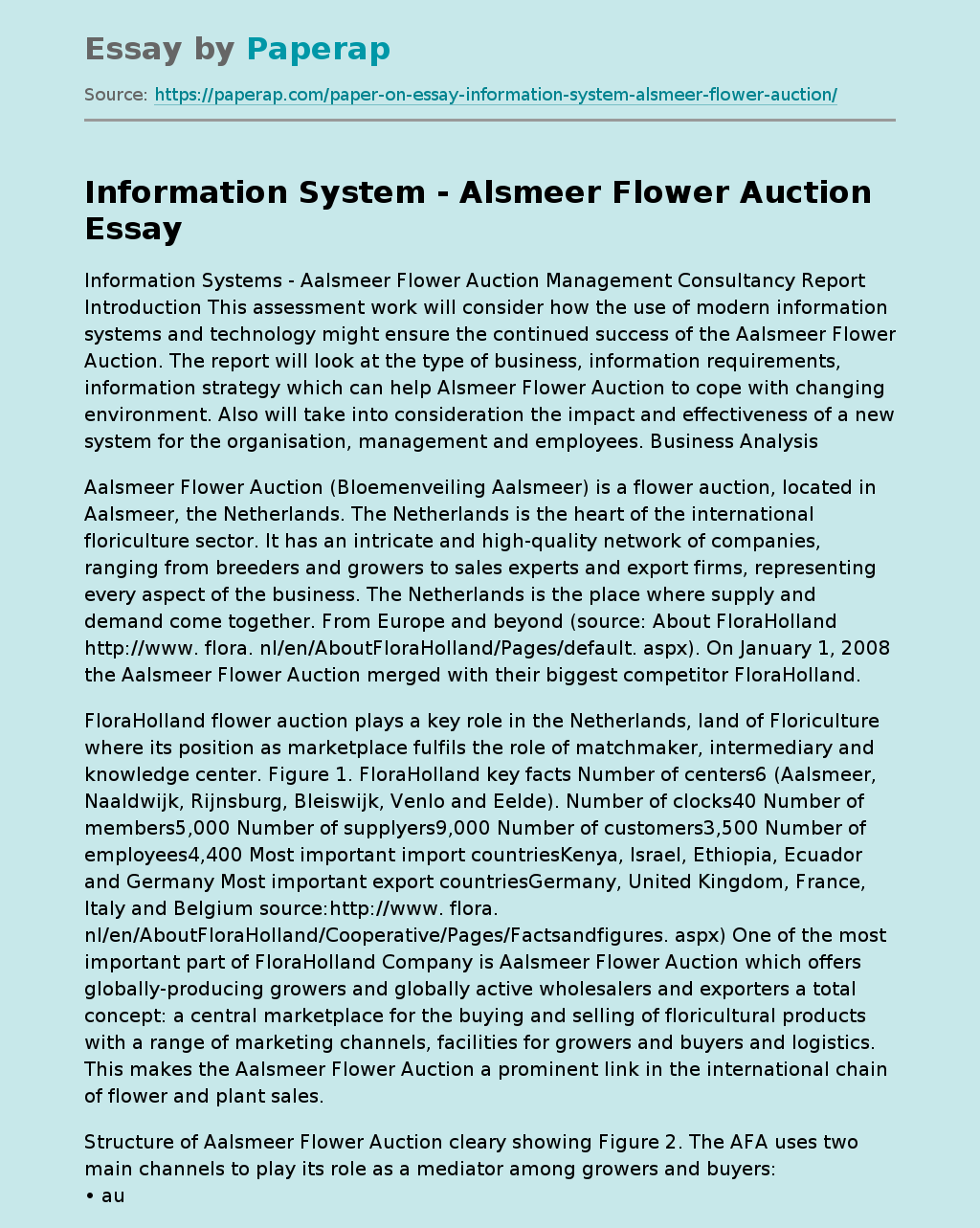 Information System - Alsmeer Flower Auction