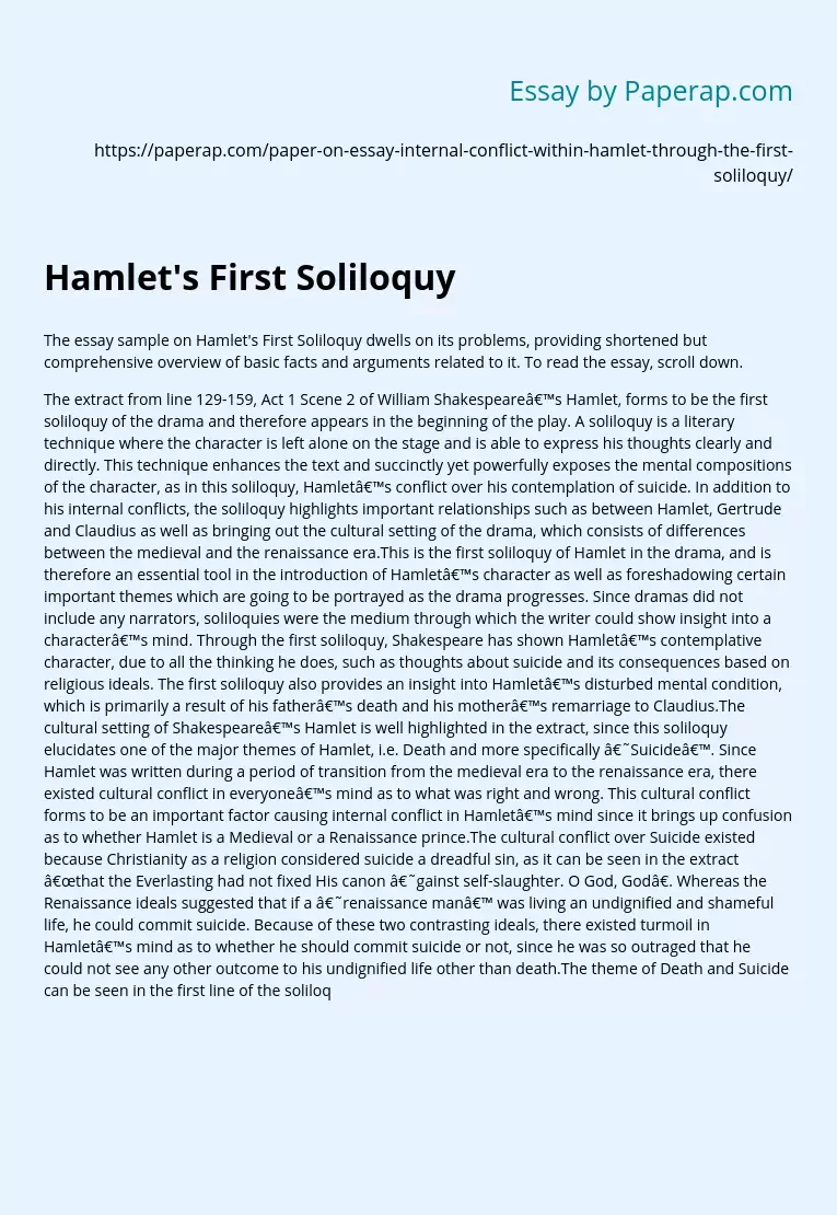 significance of soliloquies in hamlet