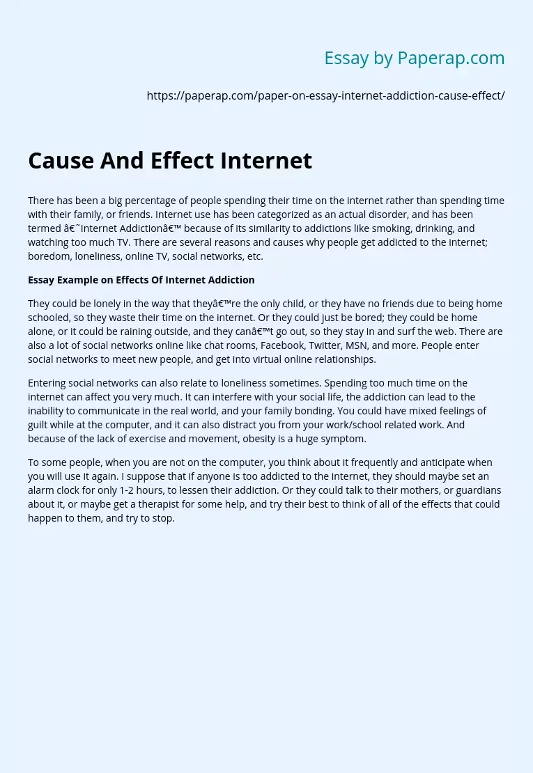 Cause And Effect Internet