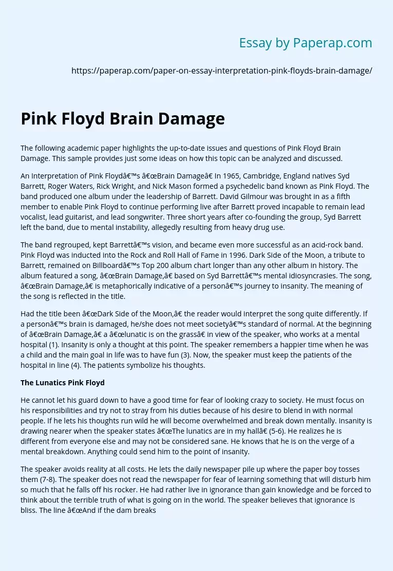 Pink Floyd Brain Damage