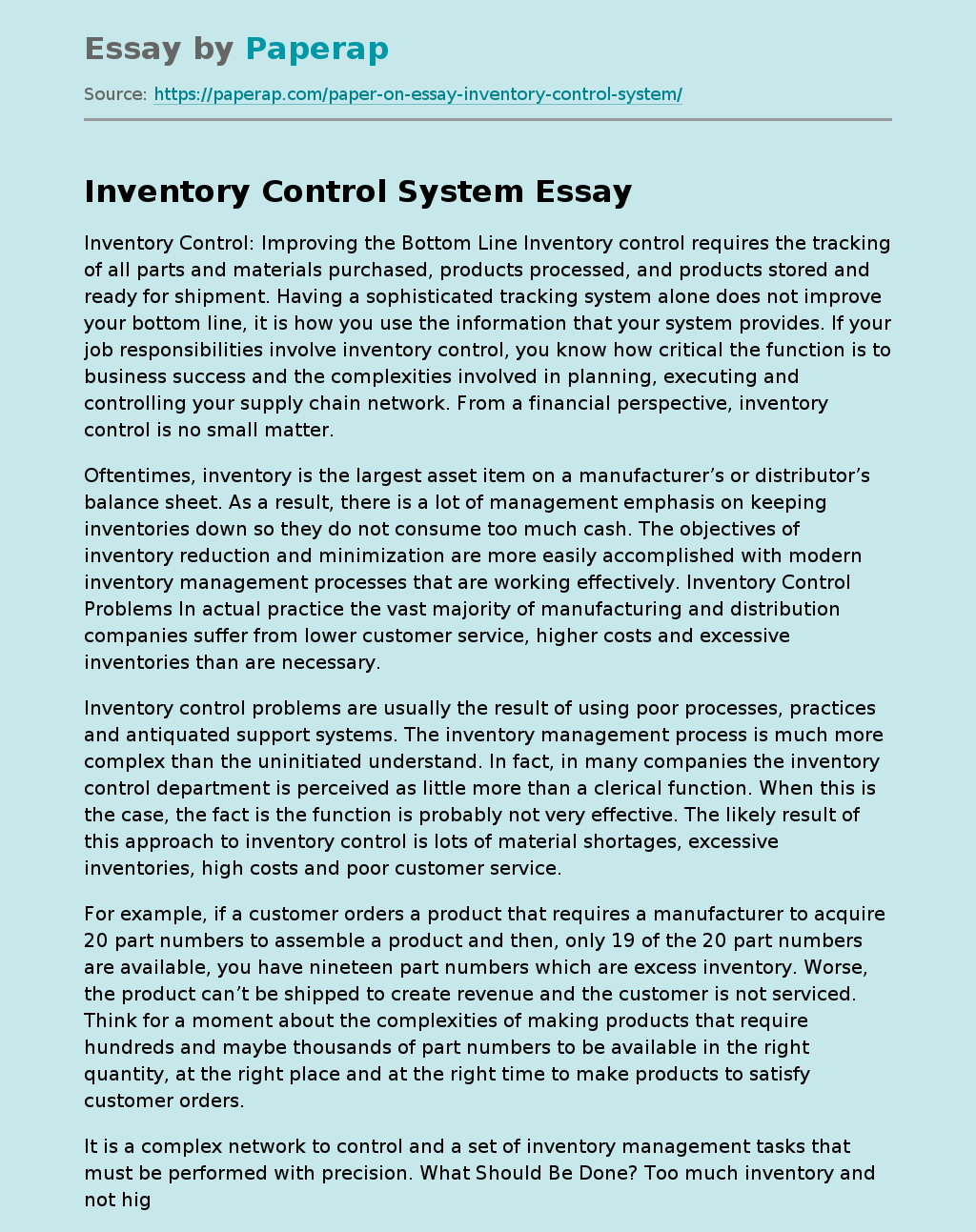 Inventory Control System