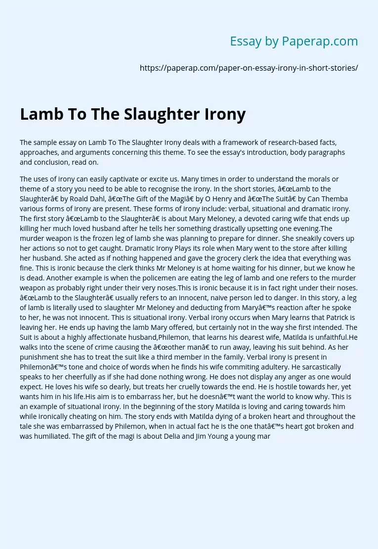 Lamb To The Slaughter Irony