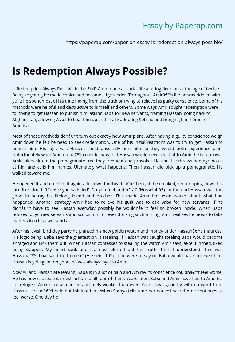 Is Redemption Always Possible?