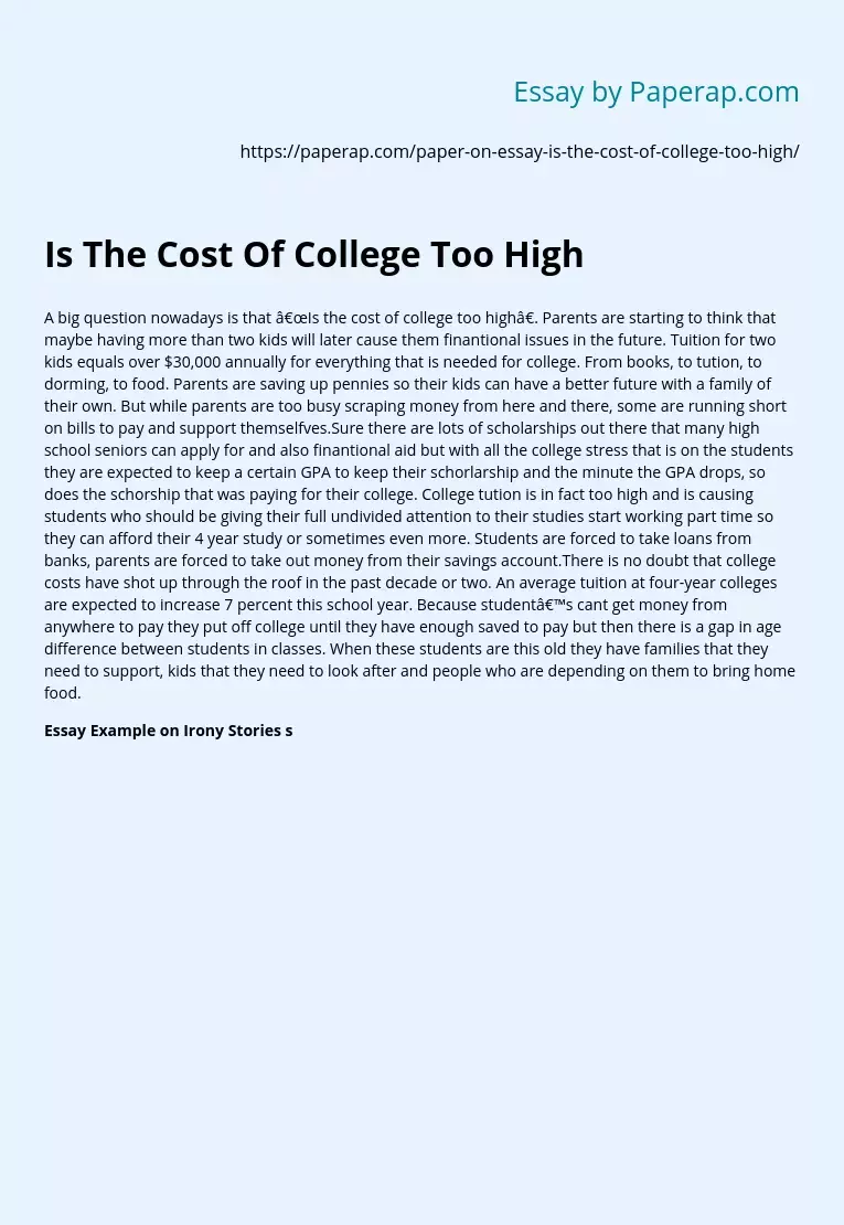 Is The Cost Of College Too High