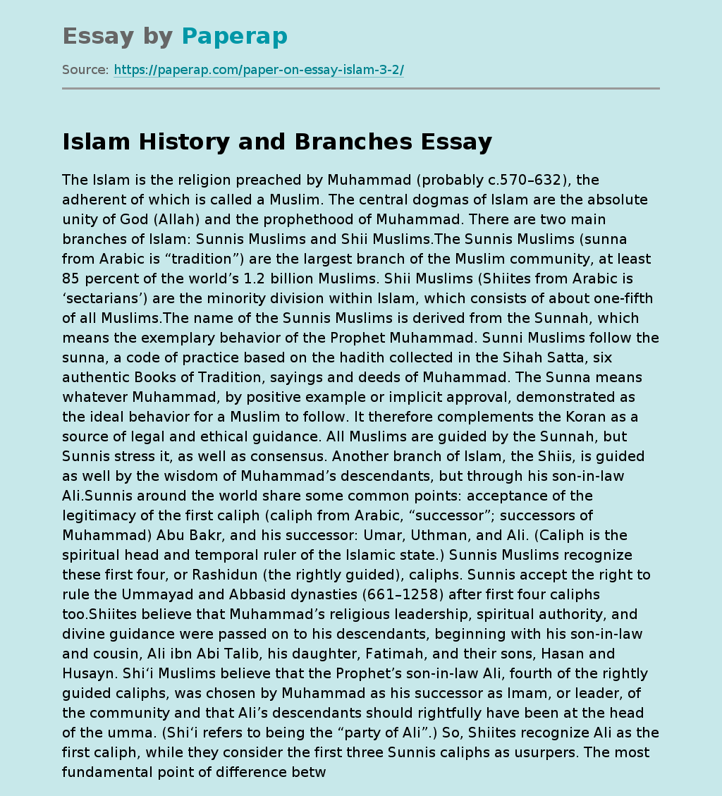 Islam History and Branches