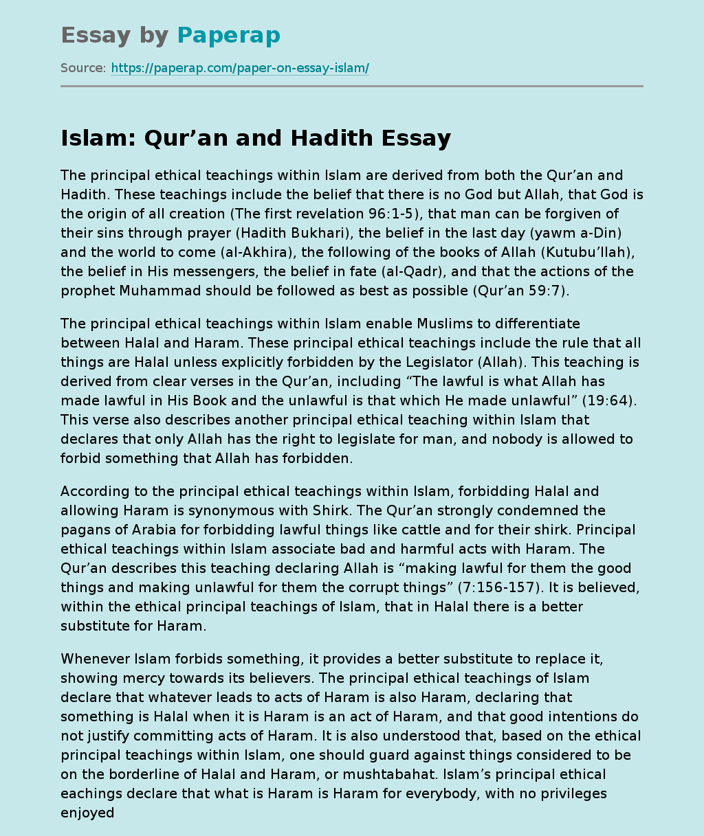 Islam: Qur’an and Hadith