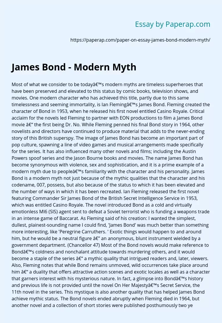 James Bond - Modern Myth