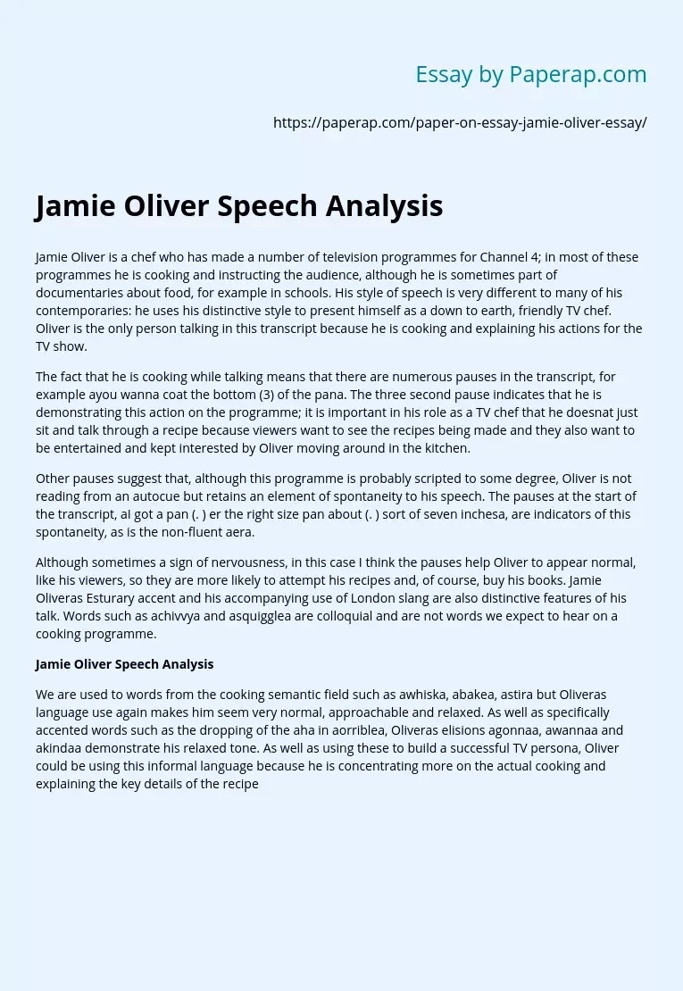 Jamie Oliver Speech Analysis