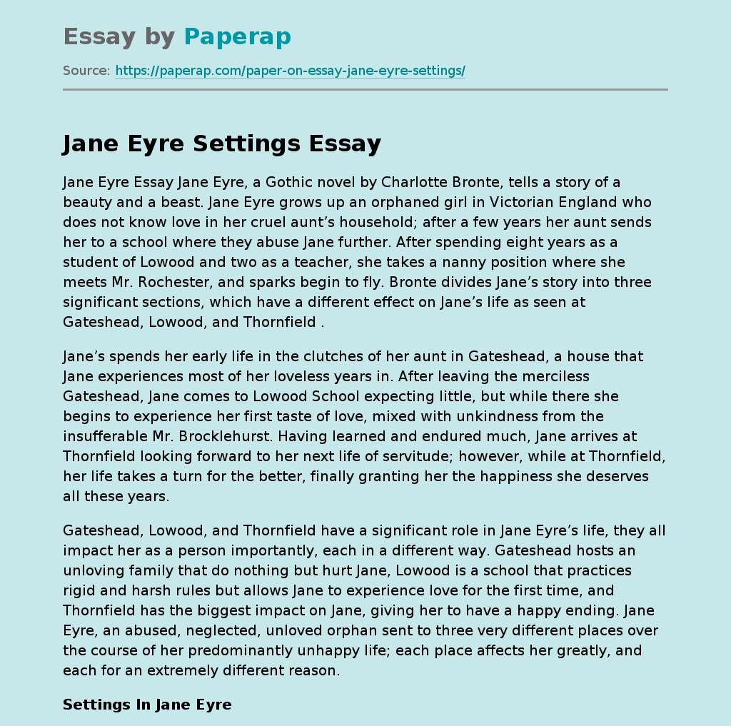 Jane Eyre Settings