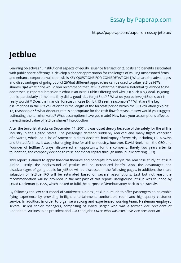 Jetblue and FCFF