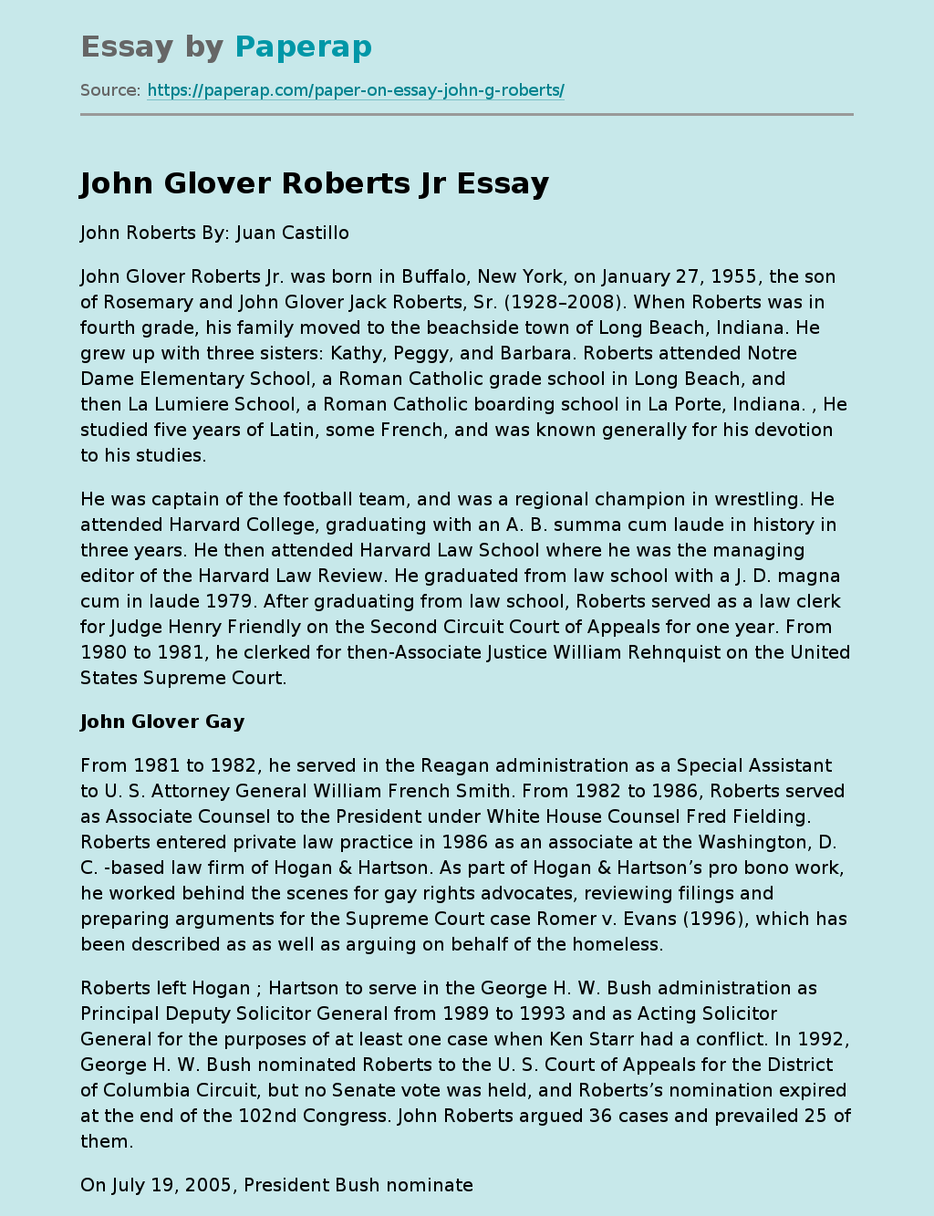 John Glover Roberts Gay